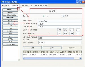 cisco packet tracer dhcp server
