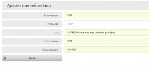 freebox redirection de port skype