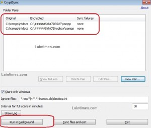 configuration final cryptsync pair