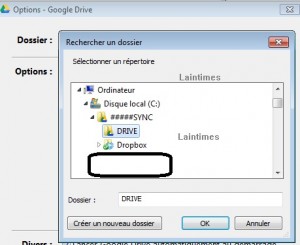 parametres dossier google drive