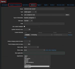 item count applicatif zabbix