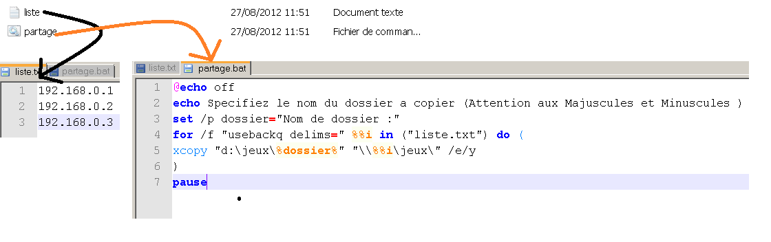 Copie de dossiers à travers le réseau – xcopy batch